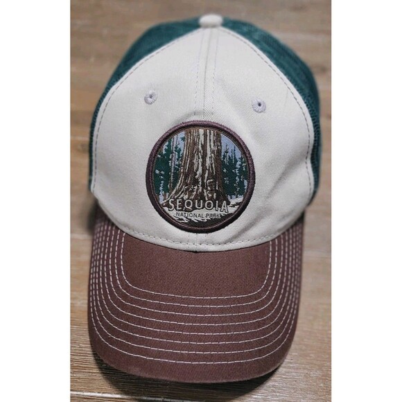 Sequoia National Park Patch Hat Snapback Cap Brown Green White Trees Forest Hike - Picture 1 of 5